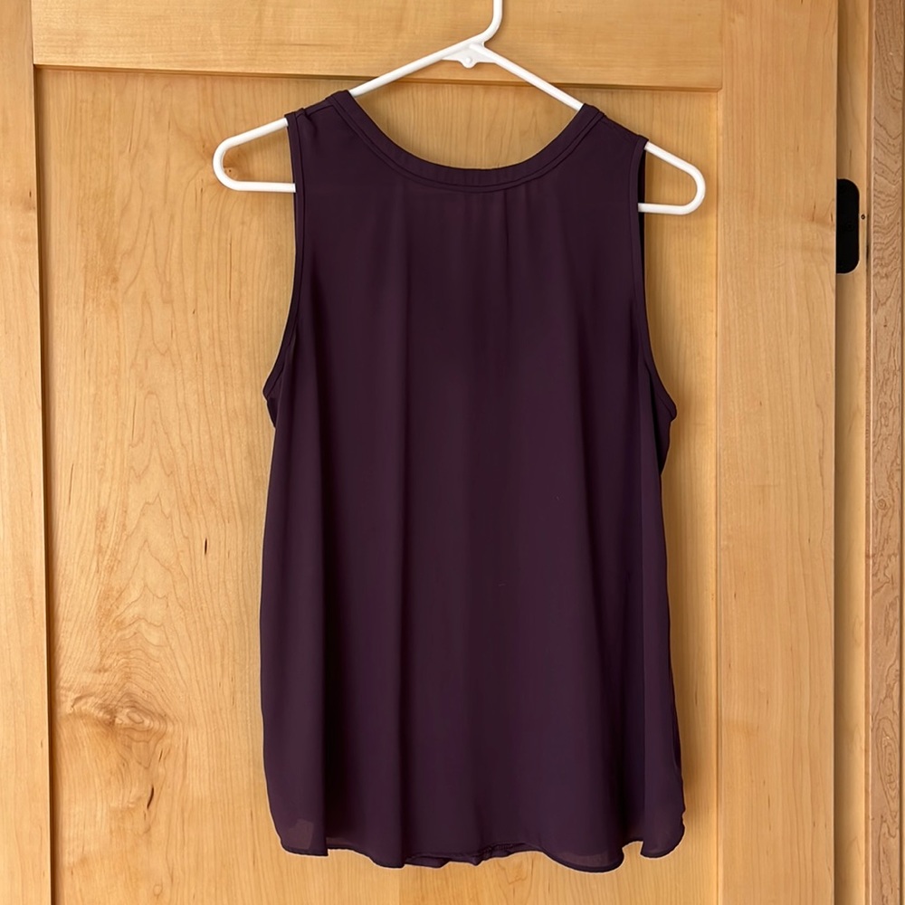 Sleeveless top, purple, LOFT, cute tie in back.